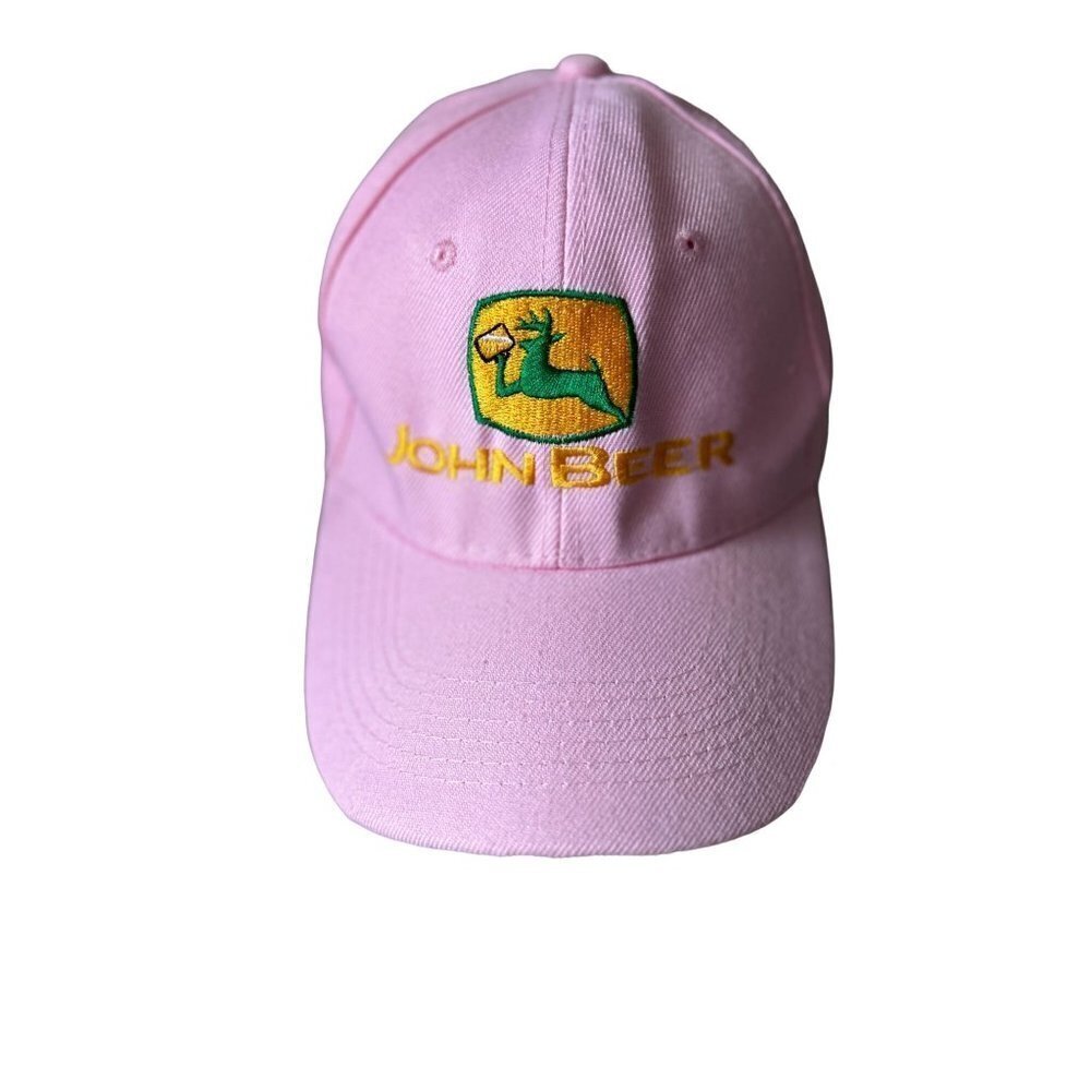 John Deer Pink Denim Baseball Hat Logo Adjustable Backing